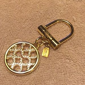 New Coach gold and rhinestone keychain key fob